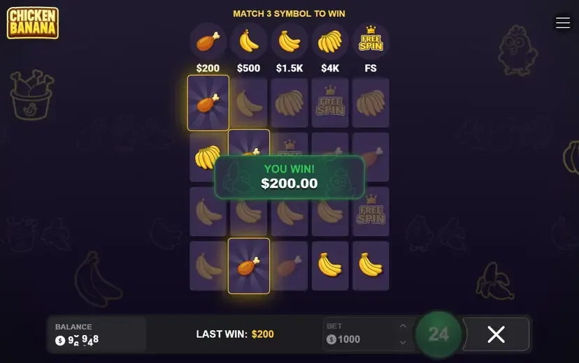 Win of $200
