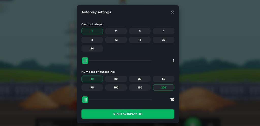 Settings of autoplay feature in InOut Megablock